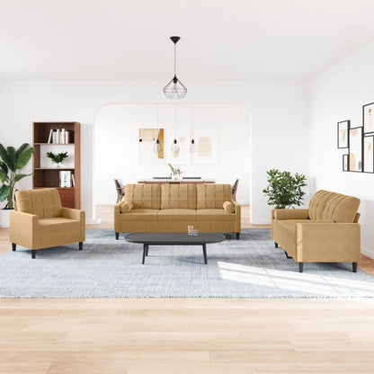 3-Delige Loungeset En Bolsters Fluweel 1