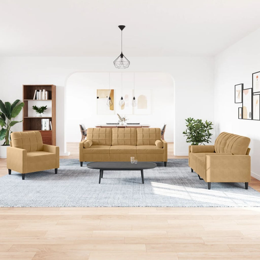 3-Delige Loungeset En Bolsters Fluweel 1