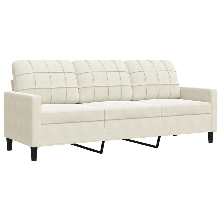 3-delige Loungeset met kussens en bolsters fluweel crèmekleurig