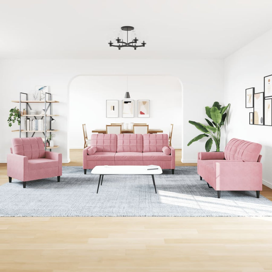 4-delige Loungeset met kussens en bolsters fluweel roze