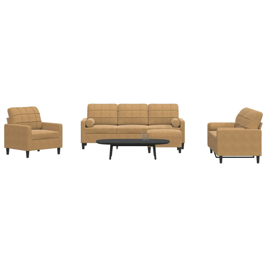 4-Delige Loungeset Met Kussens En Bolsters Fluweel 1