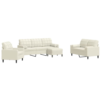 4-delige Loungeset met kussens en bolsters fluweel crèmekleurig