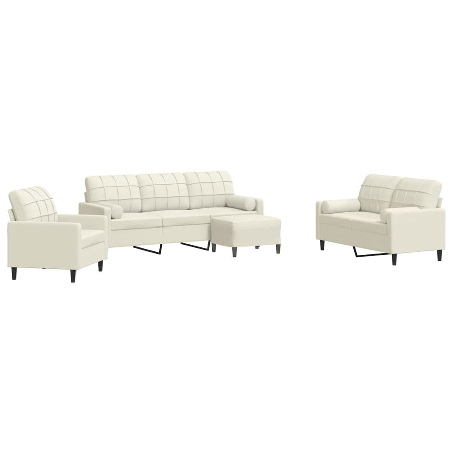 4-delige Loungeset met kussens en bolsters fluweel crèmekleurig