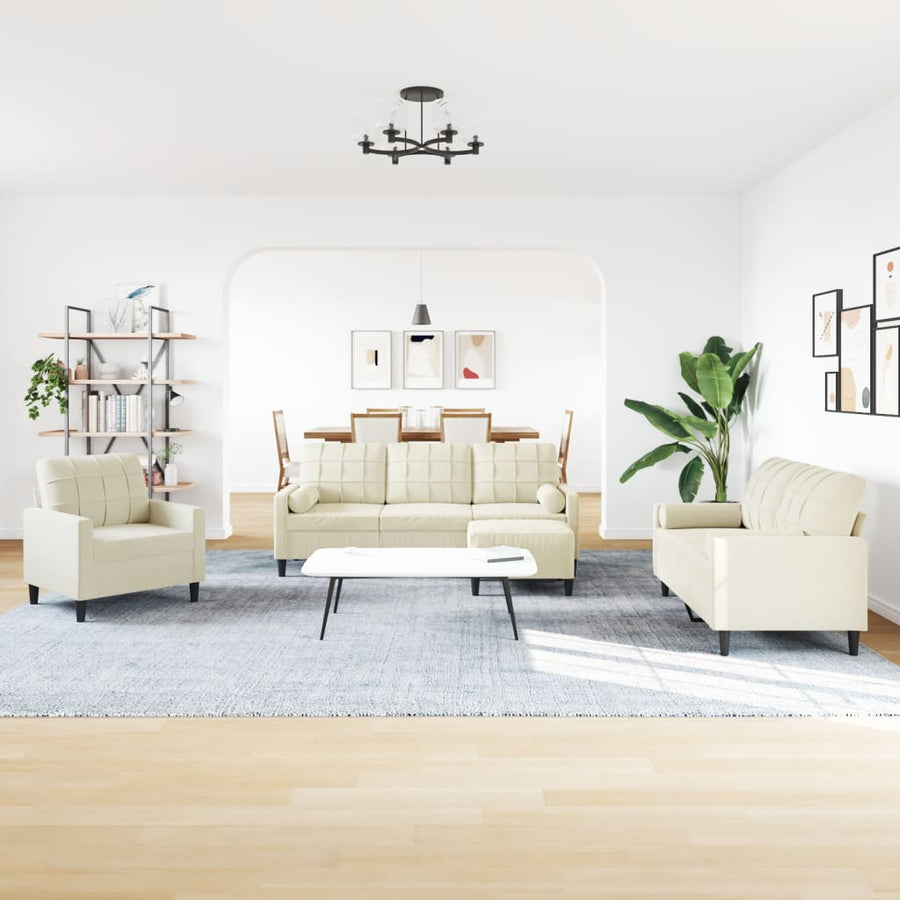 4-delige Loungeset met kussens en bolsters fluweel crèmekleurig