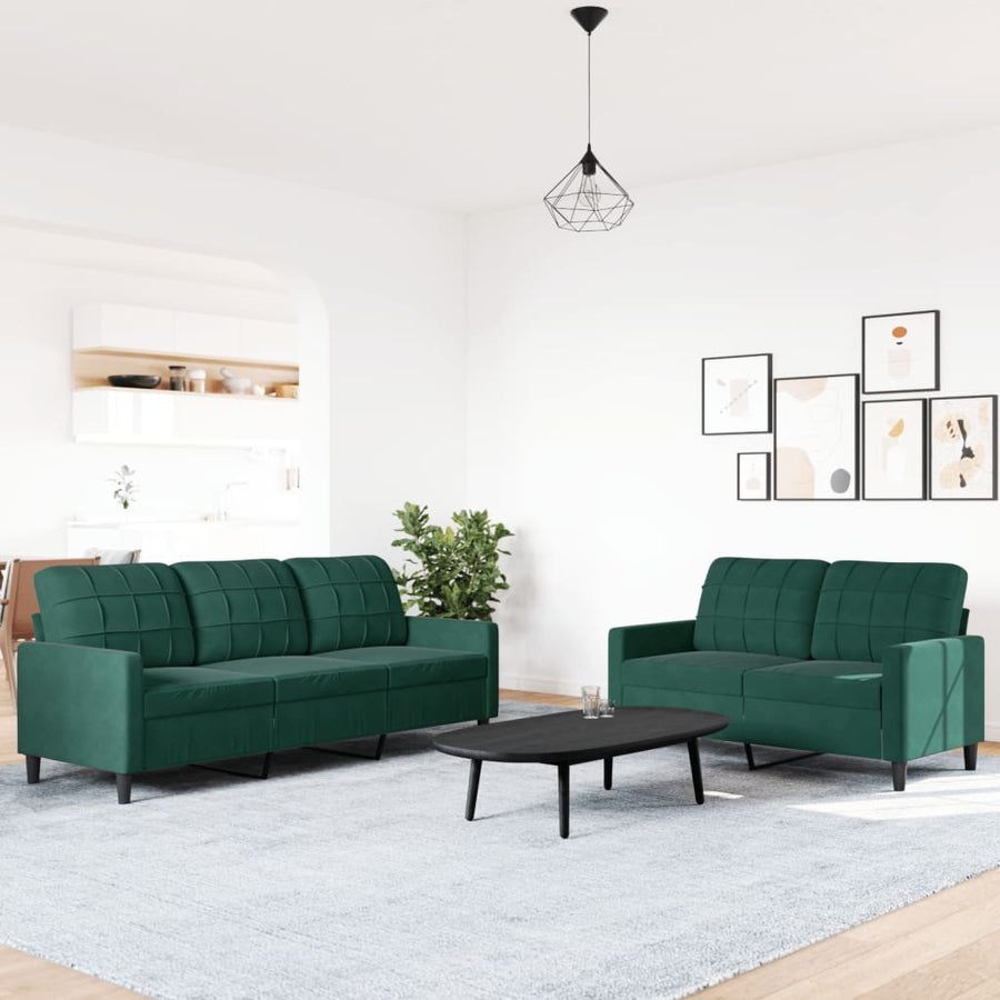 2-delige Loungeset met kussens fluweel donkergroen