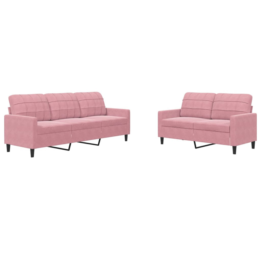 2-delige Loungeset met kussens fluweel roze