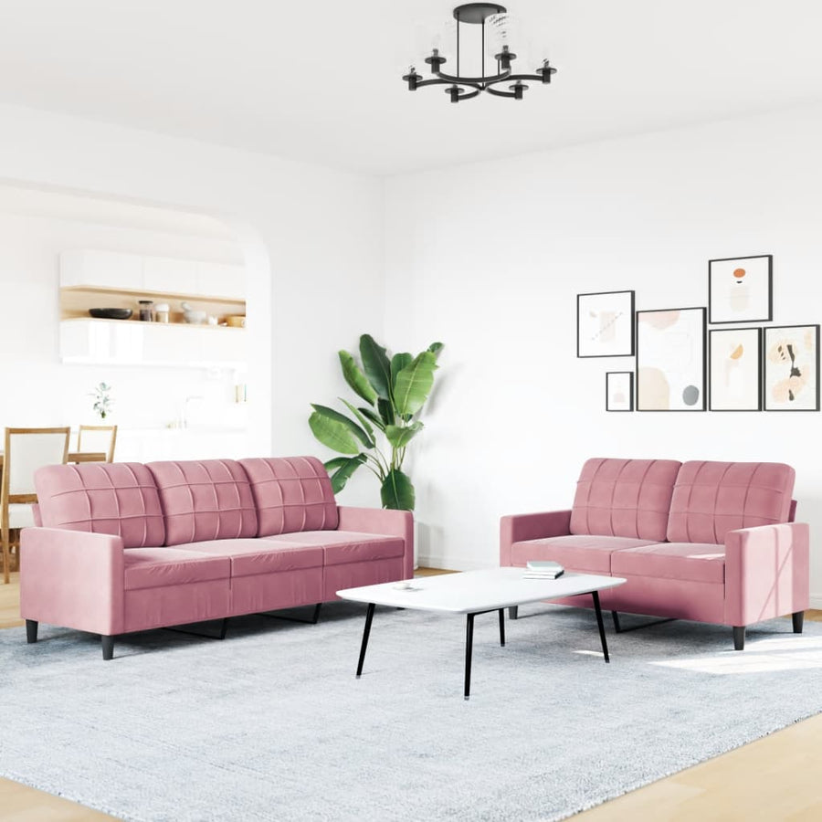 2-delige Loungeset met kussens fluweel roze