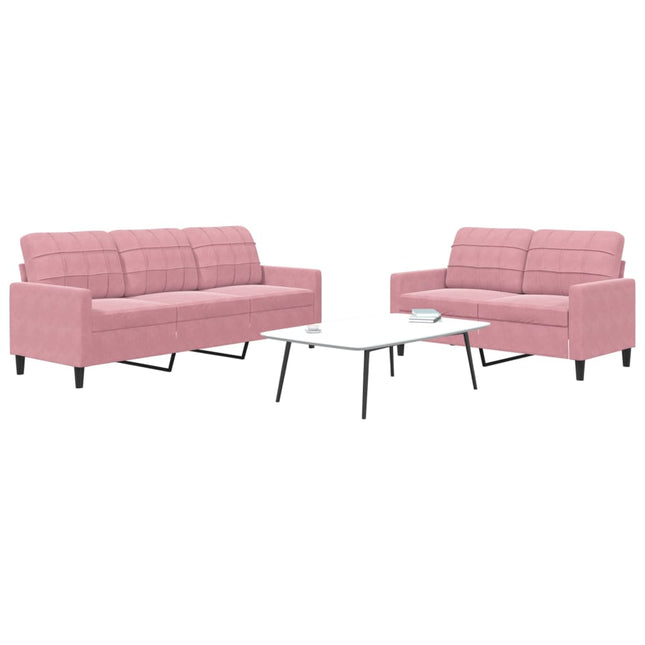 2-delige Loungeset met kussens fluweel roze