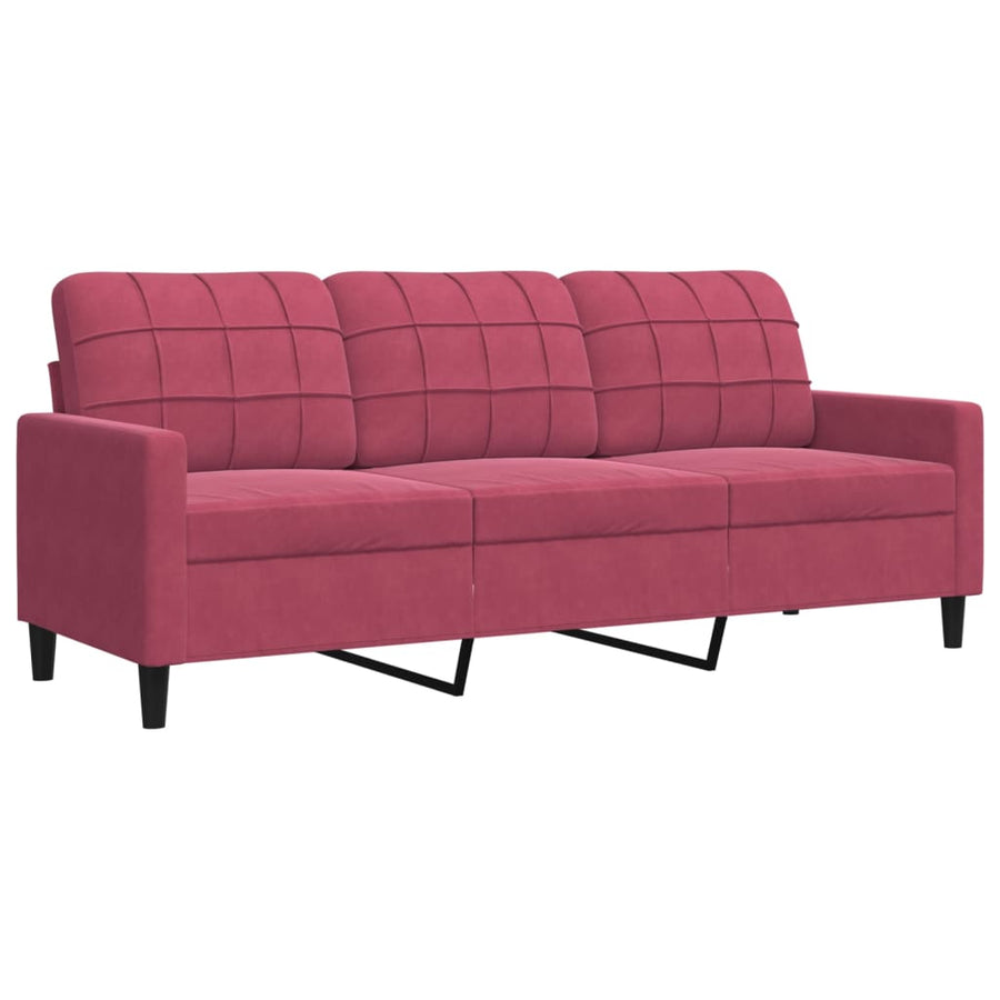 2-delige Loungeset met kussens fluweel wijnrood