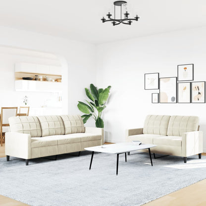 2-delige Loungeset met kussens fluweel crèmekleurig