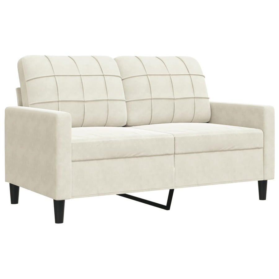 2-delige Loungeset met kussens fluweel crèmekleurig