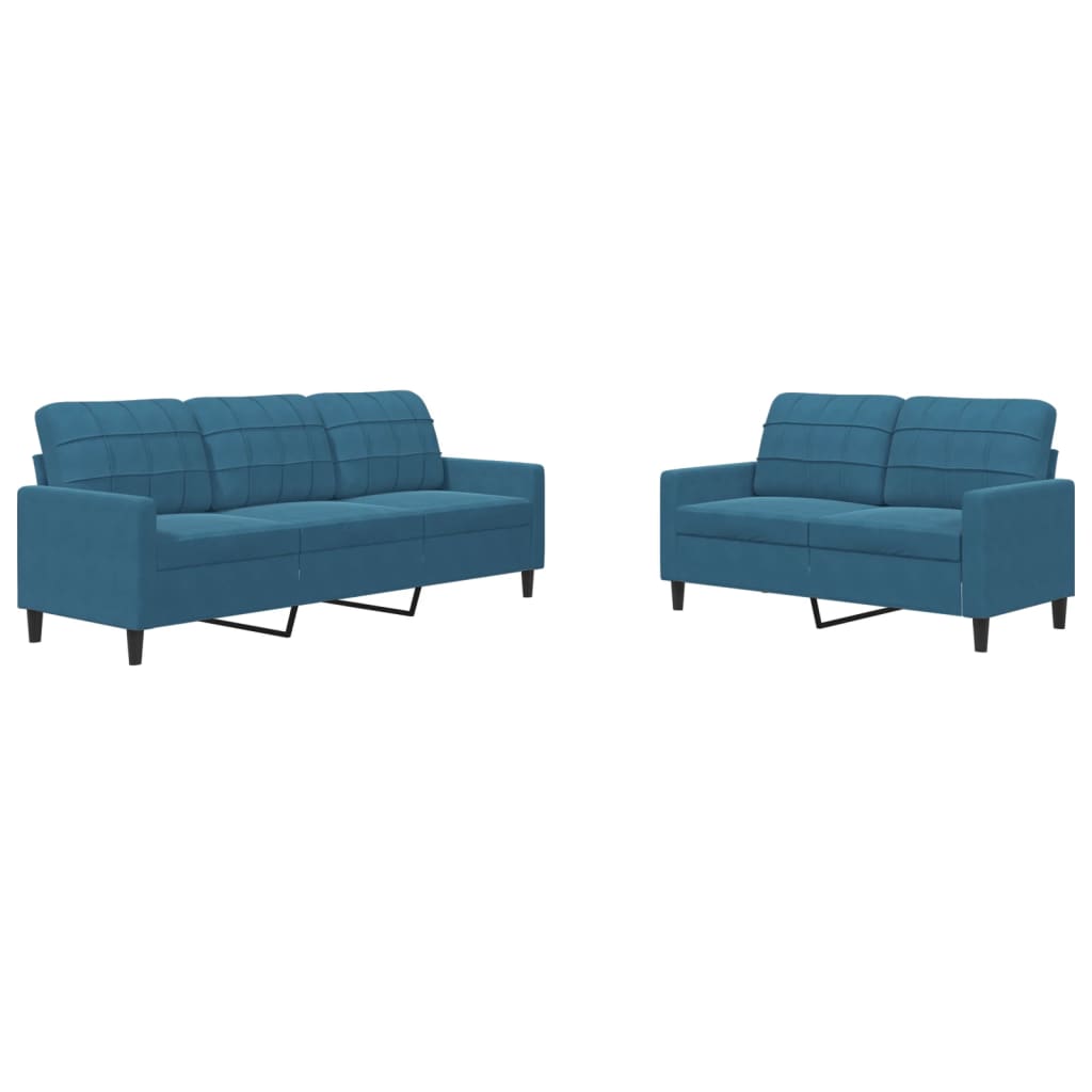 2-delige Loungeset met kussens fluweel blauw