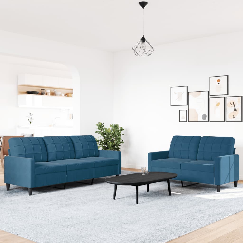 2-delige Loungeset met kussens fluweel blauw