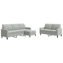 3-delige Loungeset met kussens fluweel lichtgrijs