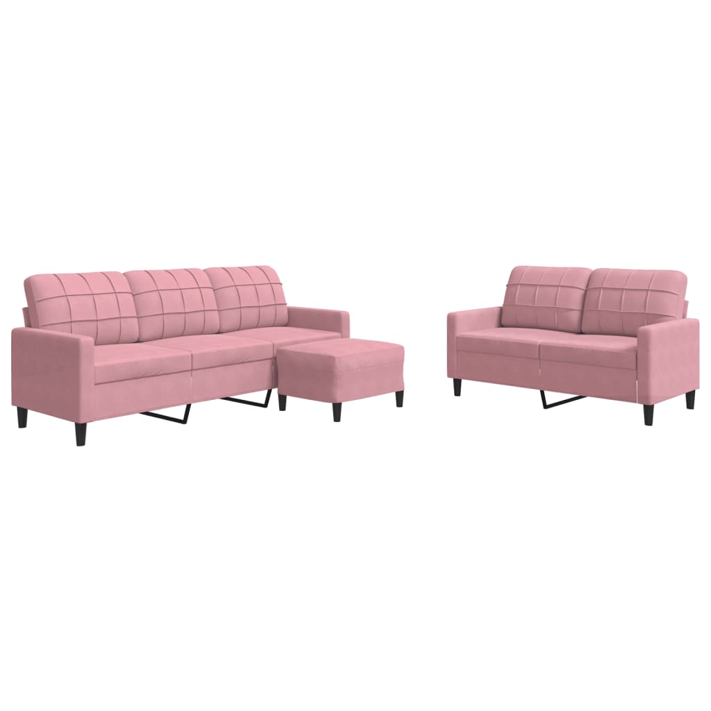 3-delige Loungeset met kussens fluweel roze