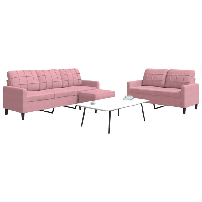 3-delige Loungeset met kussens fluweel roze