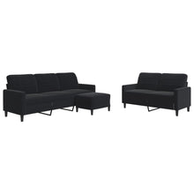 3-delige Loungeset met kussens fluweel zwart