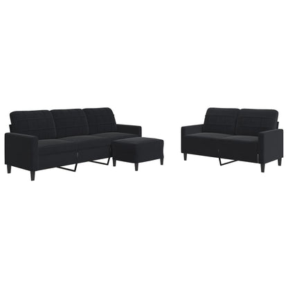 3-delige Loungeset met kussens fluweel zwart