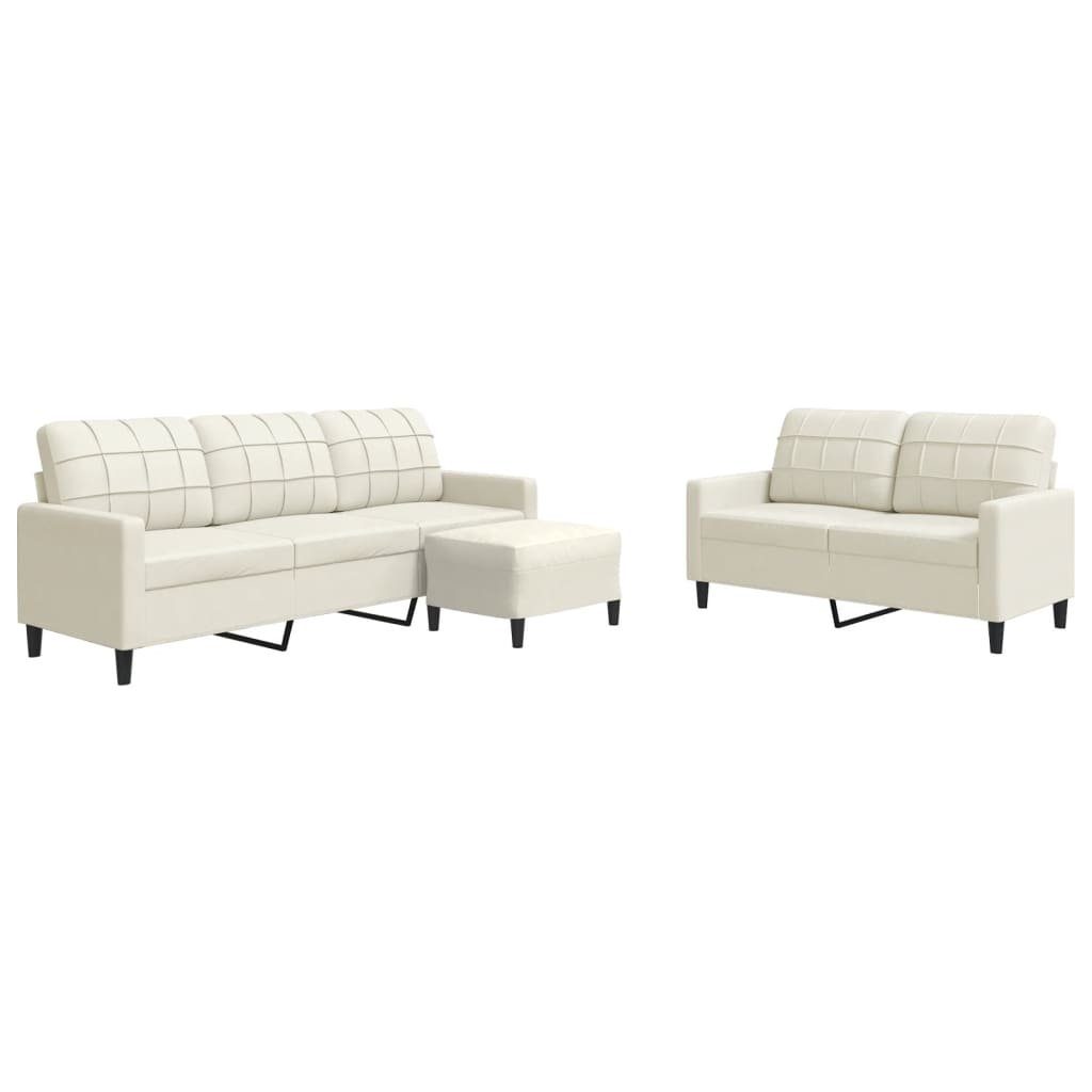 3-delige Loungeset met kussens fluweel crèmekleurig