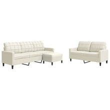 3-delige Loungeset met kussens fluweel crèmekleurig