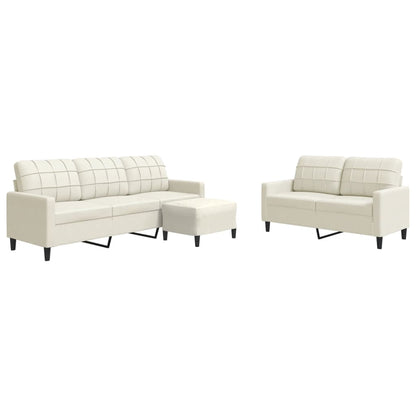 3-delige Loungeset met kussens fluweel crèmekleurig