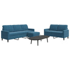 3-delige Loungeset met kussens fluweel blauw