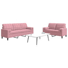 2-delige Loungeset met kussens en bolsters fluweel roze