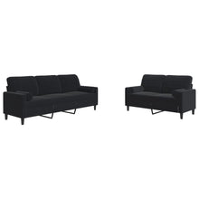 2-delige Loungeset met kussens en bolsters fluweel zwart