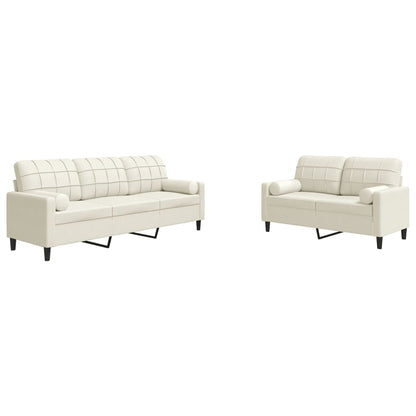 2-delige Loungeset met kussens en bolsters fluweel crèmekleurig