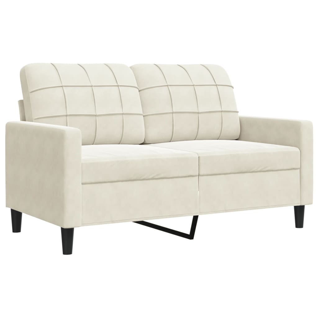 2-delige Loungeset met kussens en bolsters fluweel crèmekleurig