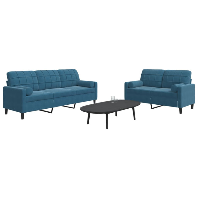 2-delige Loungeset met kussens en bolsters fluweel blauw