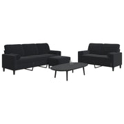 Loungeset 3-delig fluweel zwart