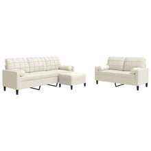 3-delige Loungeset met kussens en bolsters fluweel crèmekleurig