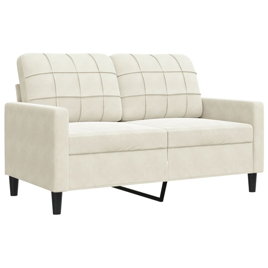 3-delige Loungeset met kussens en bolsters fluweel crèmekleurig