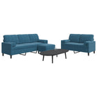 3-delige Loungeset met kussens en bolsters fluweel blauw