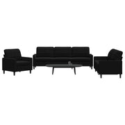 Loungeset 3-delig fluweel zwart