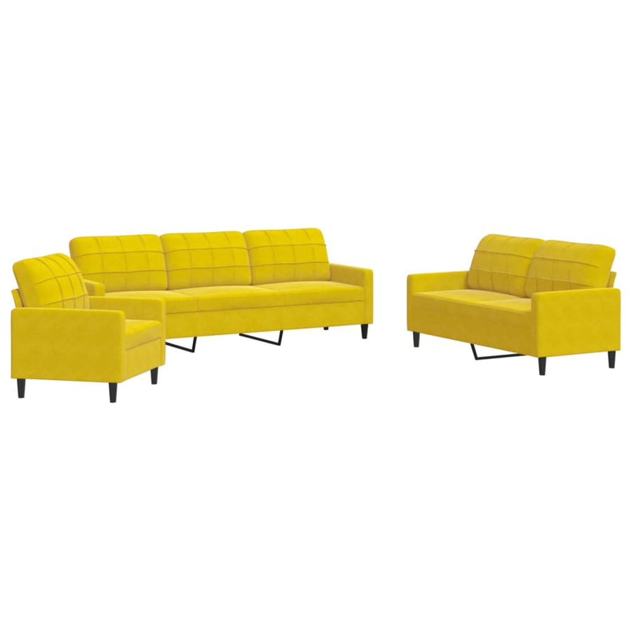 3-delige Loungeset met kussens fluweel geel