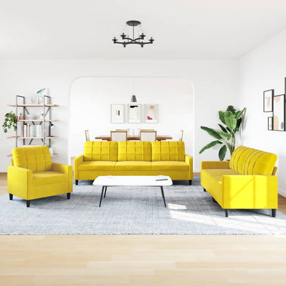 3-delige Loungeset met kussens fluweel geel