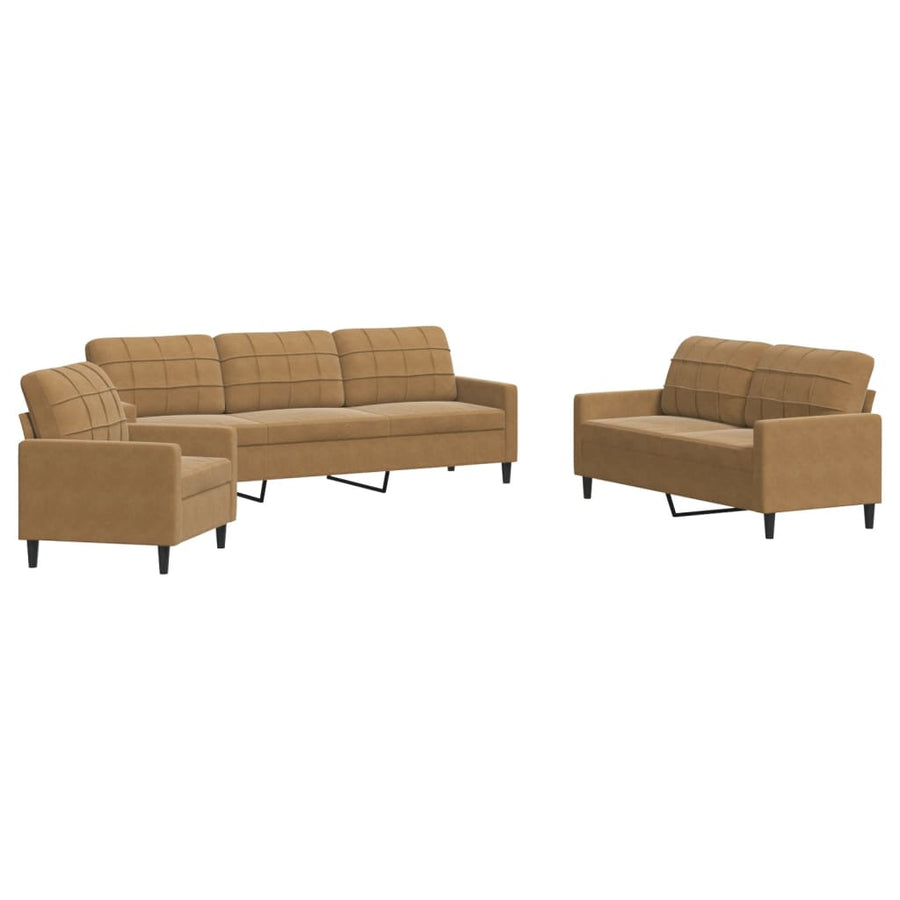3-Delige Loungeset Met Kussens Fluweel 1