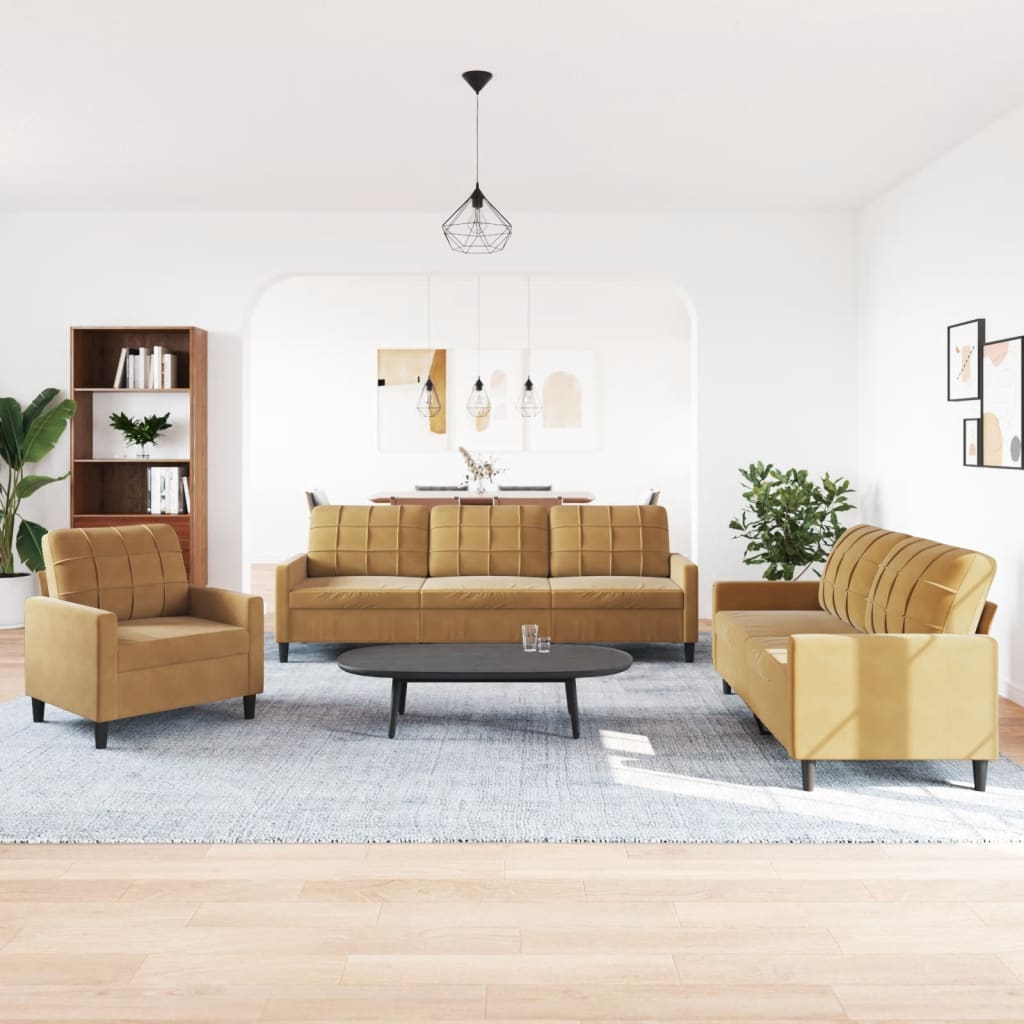 3-Delige Loungeset Met Kussens Fluweel 1
