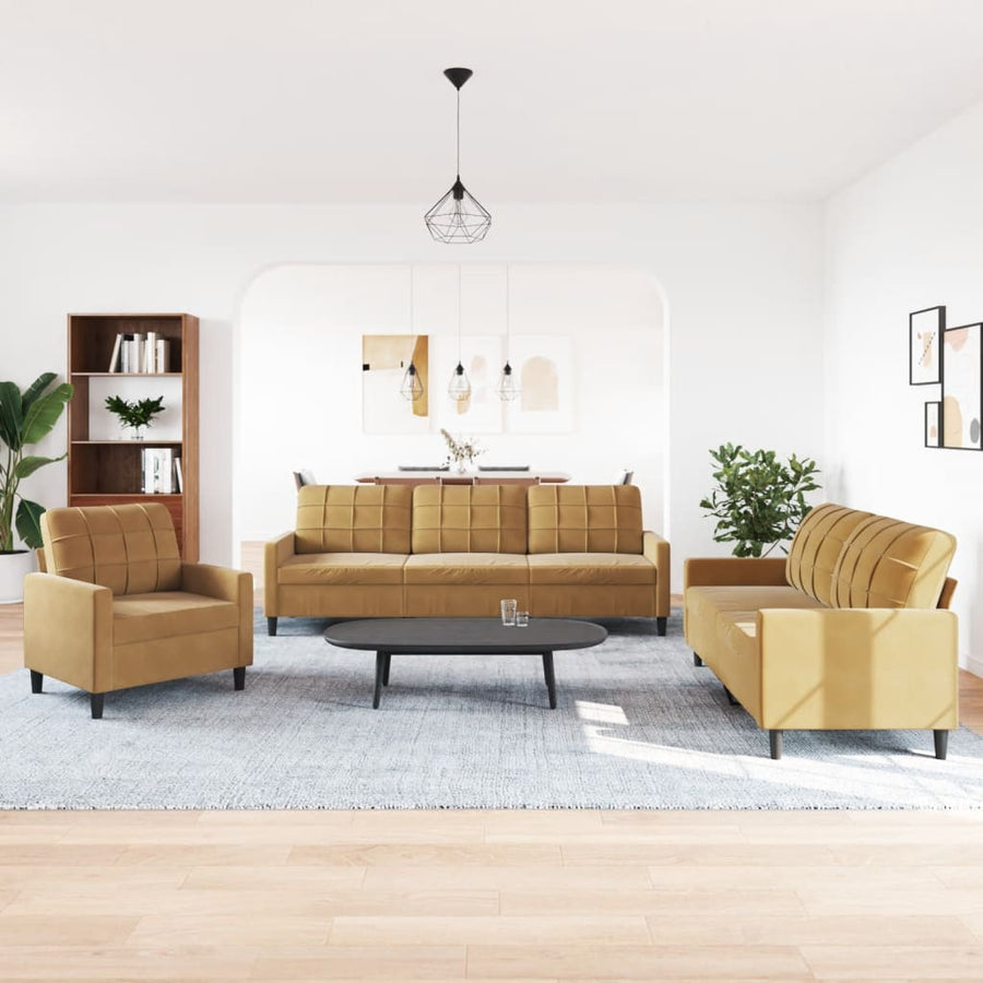3-Delige Loungeset Met Kussens Fluweel 1