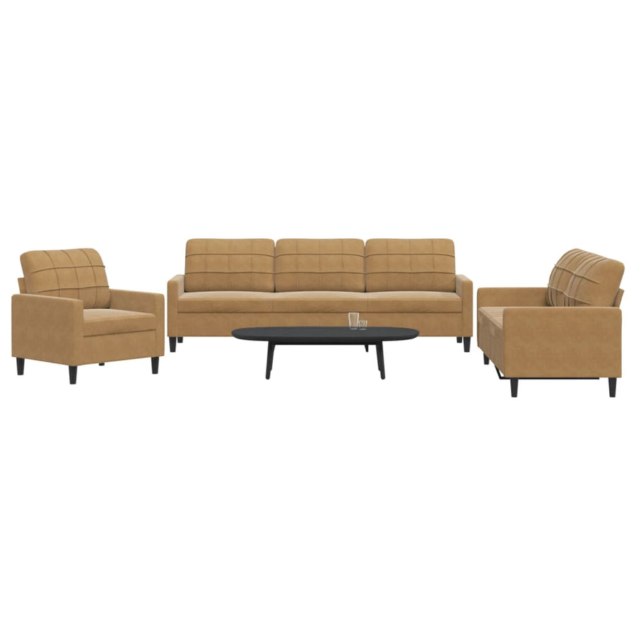 3-Delige Loungeset Met Kussens Fluweel 1