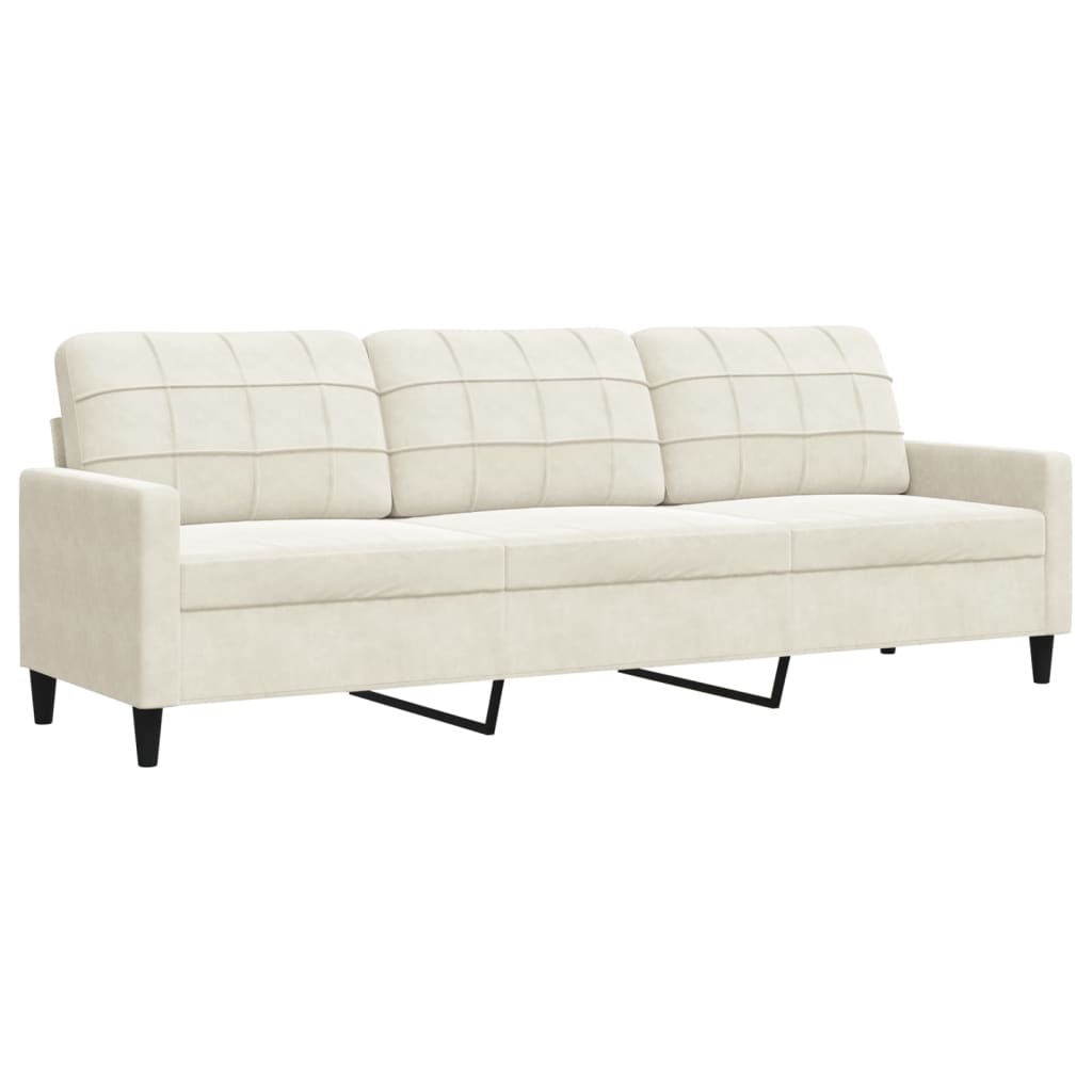 3-delige Loungeset met kussens fluweel crèmekleurig