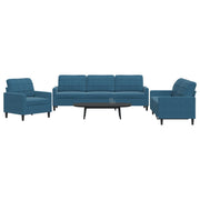 Loungeset 3-delig fluweel blauw