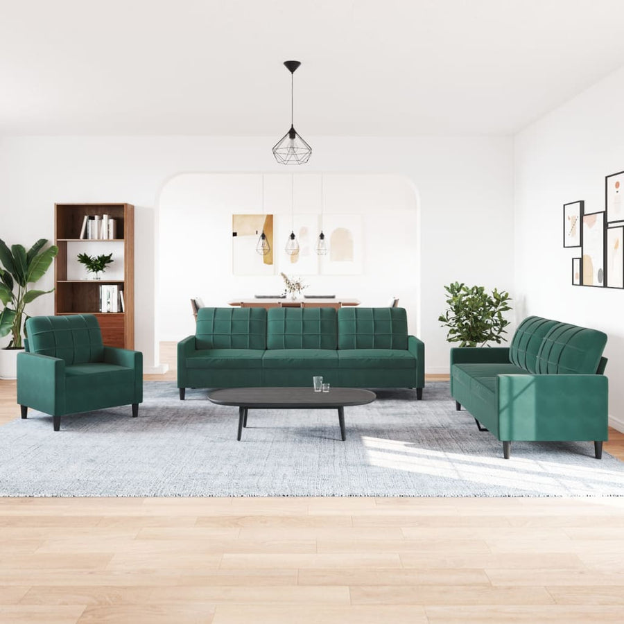 4-delige Loungeset met kussens fluweel donkergroen
