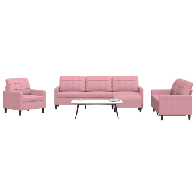 4-delige Loungeset met kussens fluweel roze