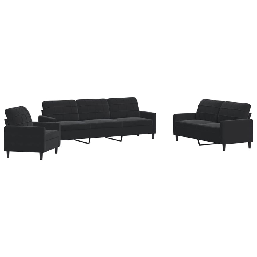 4-delige Loungeset met kussens fluweel zwart