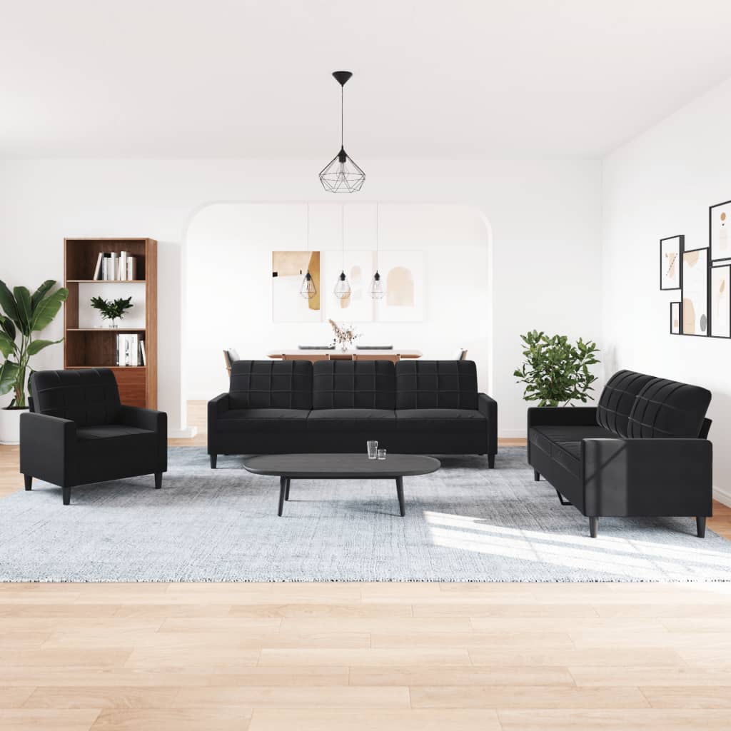 4-delige Loungeset met kussens fluweel zwart