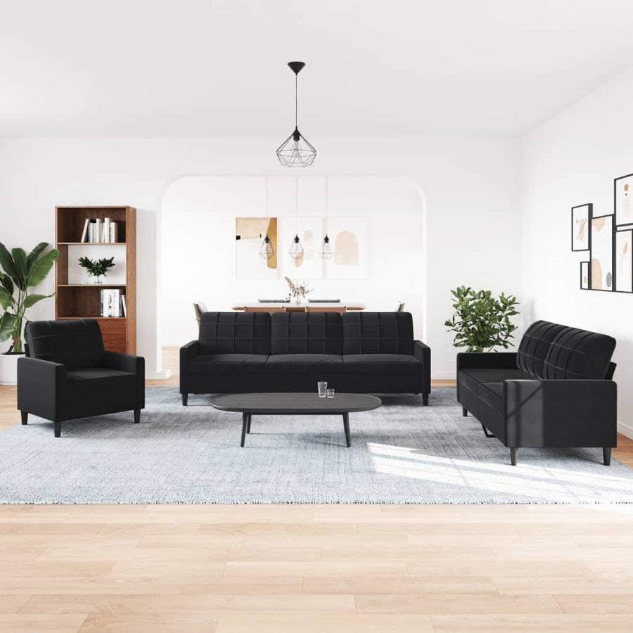 4-delige Loungeset met kussens fluweel zwart