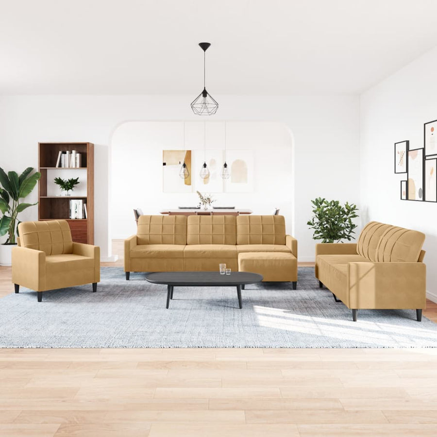 4-Delige Loungeset Met Kussens Fluweel 1